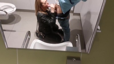 Public Toilet Blowjob: Massive Cumshot Swallowed