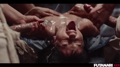 Horny Shemales Slam Brunette - Futanari Bukkake Fuckfest