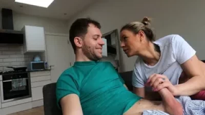 Wild Sofa Blowjob: Steamy Fun While Dinner Cooks with Massive Finale