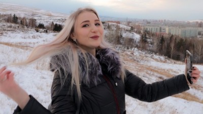 Winter Blowjob and Sex with a Young Cute Girl in a Fur Coat - Swallow Cum (+18)