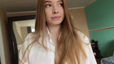 beauty in white lingerie and shirt passionately ends SexAlArab her wet pussy on her fingers